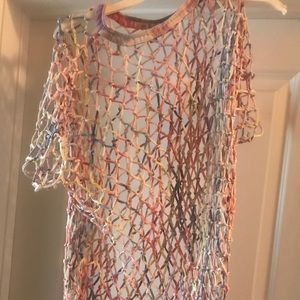 Tie dye net T-shirt cover up mesh
